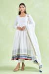 Buy_Samyukta Singhania_White Cotton Gota Patti Round Neck Work Anarkali Pant Set _at_Aza_Fashions