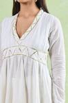 Buy_Samyukta Singhania_White Cotton Gota Patti V-neck Work Anarkali Set With Pant 