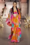 Buy_Basanti - Kapde Aur Koffee_Multi Color Crepe Beads Plunge Neck, Multicolor Embellished Kaftan Set _at_Aza_Fashions
