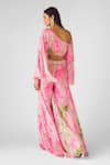 Shop_Basanti - Kapde Aur Koffee_Pink Crepe Sequins, Beads One Shoulder Embellished Bustier And Sharara _at_Aza_Fashions