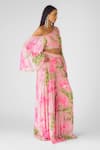 Basanti - Kapde Aur Koffee_Pink Crepe Sequins, Beads One Shoulder Embellished Bustier And Sharara _Online_at_Aza_Fashions