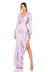 Buy Mac Duggal Purple Polyester Ruffles V-neck Lilac Cut-out Gown at Aza Fashions Buy_Mac Duggal_Purple Polyester Ruffles V-neck Lilac Cut-out Gown _at_Aza_Fashions