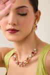 Buy_Just Shradha's_Gold Plated Natural Stones And Faux Diamond Necklace Set 
