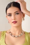 Buy_Just Shradha's_Gold Plated Natural Stones And Faux Diamond Necklace Set _at_Aza_Fashions