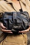 Shop_Gla_Black Embroidery Lotus Monogrammed Leather Handbag _at_Aza_Fashions