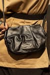 Gla_Black Embroidery Lotus Monogrammed Leather Handbag _Online_at_Aza_Fashions