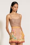 Buy_RANNA GILL_Multi Color Linen Multicolor Palm Beach Print Shorts _at_Aza_Fashions