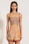 RANNA GILL_Multi Color Linen Multicolor Palm Beach Print Shorts _Online_at_Aza_Fashions