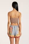 Shop_RANNA GILL_Multi Color Linen Multicolor Palm Beach Print Shorts _at_Aza_Fashions