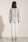 Shop_Ranna Gill_Blue Linen, Viscose Embroidery Collared Floral Shirt _at_Aza_Fashions