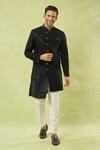 Buy Arihant Rai Sinha Black Velvet, Cotton Embroidery, Sequins Sherwani And Polo Pant Set at Aza Fashions Buy_Arihant Rai Sinha_Black Velvet, Cotton Embroidery, Sequins Sherwani And Polo Pant Set _at_Aza_Fashions