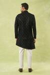 Shop Arihant Rai Sinha Black Velvet, Cotton Embroidery, Sequins Sherwani And Polo Pant Set at Aza Fashions Shop_Arihant Rai Sinha_Black Velvet, Cotton Embroidery, Sequins Sherwani And Polo Pant Set _at_Aza_Fashions
