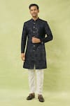 Buy Arihant Rai Sinha Blue Velvet, Cotton Embroidery, Sequins Floral Sherwani And Polo Pant Set at Aza Fashions Buy_Arihant Rai Sinha_Blue Velvet, Cotton Embroidery, Sequins Floral Sherwani And Polo Pant Set _at_Aza_Fashions