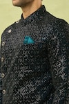 Arihant Rai Sinha_Blue Velvet Embroidery, Sequins Thread And Sherwani Set _at_Aza_Fashions