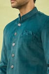 Arihant Rai Sinha_Green Velvet, Polyester Solid Sherwani And Pant Set _Online_at_Aza_Fashions