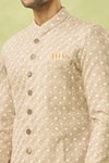 Buy_Arihant Rai Sinha_Cream Linen, Polyester, Viscose Embroidery Floral Woven Sherwani And Polo Pant Set 