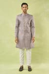Buy_Arihant Rai Sinha_Lilac Jacquard, Polyester, Viscose Geometric Woven Sherwani And Polo Pant _Online_at_Aza_Fashions