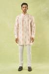 Shop_Spring Break_Pink Silk, Cotton Embroidery Leaf Kurta Set _Online_at_Aza_Fashions