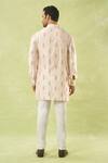 Shop_Spring Break_Pink Silk, Cotton Embroidery Leaf Kurta Set _at_Aza_Fashions
