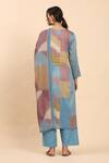 Shop_Mamicha_Blue Cotton Embroidery Round Neck Abstract Thread Kurta Set _at_Aza_Fashions