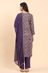 Shop_Mamicha_Purple Cotton Printed Diagonal Stripe Round Violet Embroidered Kurta Set _at_Aza_Fashions