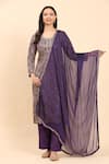 Buy_Mamicha_Purple Cotton Printed Diagonal Stripe Round Violet Embroidered Kurta Set 