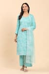 Shop_Mamicha_Blue Cotton Embroidery Round Neck Floral Vine Kurta Palazzo Set _Online_at_Aza_Fashions