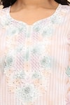 Mamicha_Beige Cotton Embroidery Round Neck Floral Kurta Palazzo Set _at_Aza_Fashions