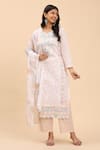 Buy_Mamicha_Beige Cotton Embroidery Round Neck Floral Kurta Palazzo Set _at_Aza_Fashions