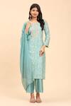 Shop_Mamicha_Blue Cotton Round Neck Paisley Embroidered Kurta Set With Dupatta _Online_at_Aza_Fashions