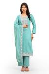 Buy_Mamicha_Green Cotton Beads, Embroidery Round Neck Thread And Kurta Set _Online_at_Aza_Fashions