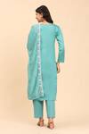 Shop_Mamicha_Green Cotton Beads, Embroidery Round Neck Thread And Kurta Set _at_Aza_Fashions