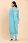 Shop_Mamicha_Blue Cotton Embroidery Round Neck Bird Motif Kurta Set _at_Aza_Fashions