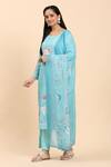 Buy_Mamicha_Blue Cotton Embroidery Round Neck Bird Motif Kurta Set _Online_at_Aza_Fashions
