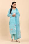 Shop_Mamicha_Blue Cotton Embroidery Round Neck Bird Motif Kurta Set _Online_at_Aza_Fashions