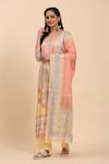 Mamicha_Yellow Cotton Pearls, Tassels V-neck Floral Embroidered Kurta Palazzo Set_Online_at_Aza_Fashions