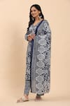 Shop_Mamicha_Blue Cotton Embroidery, Sequins, Cut Work, Floral Print Kurta Palazzo Set _Online_at_Aza_Fashions