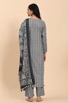 Shop_Mamicha_Gray Cotton Print Geometric Round Grey Embroidered Kurta Set With Dupatta _at_Aza_Fashions