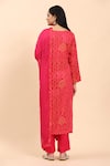 Shop_Mamicha_Pink Cotton Print Bandhani Round Embroidered Kurta Set _at_Aza_Fashions