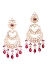 Shop_Nayaab By Sonia_Gold Plated Pearls, Beads, Stones Bloom Kundan Chandbalis _at_Aza_Fashions