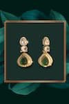 Nayaab By Sonia_Gold Plated Diamonds, Stones Polki Emerald Drop Earrings _Online_at_Aza_Fashions