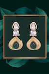 Buy_Nayaab By Sonia_Gold Plated Diamonds, Stones Polki Emerald Drop Earrings _Online_at_Aza_Fashions