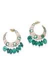 Nayaab by Sonia_Gold Plated Cz Diamonds Emerald Moon Glow Chandbali Earrings _Online_at_Aza_Fashions