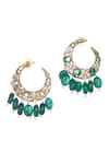 Shop_Nayaab by Sonia_Gold Plated Cz Diamonds Emerald Moon Glow Chandbali Earrings _at_Aza_Fashions