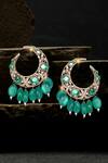 Buy_Nayaab by Sonia_Gold Plated Cz Diamonds Emerald Moon Glow Chandbali Earrings _at_Aza_Fashions