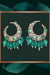 Buy_Nayaab by Sonia_Gold Plated Cz Diamonds Emerald Moon Glow Chandbali Earrings _Online_at_Aza_Fashions