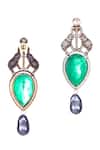 Nayaab By Sonia_Green Diamonds, Pearls Majesty Tusker Drop Earrings _at_Aza_Fashions