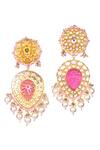 Shop Nayaab By Sonia Gold Plated Stones Embellished Drop Earrings Online at Aza Fashions Shop_Nayaab By Sonia_Gold Plated Stones Embellished Drop Earrings _Online_at_Aza_Fashions