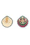 Shop_Nayaab By Sonia_Gold Plated Stones Jadau Kundan Crest Studs _at_Aza_Fashions