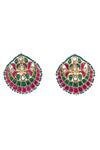 Nayaab By Sonia_Gold Plated Stones Jadau Kundan Crest Studs _Online_at_Aza_Fashions